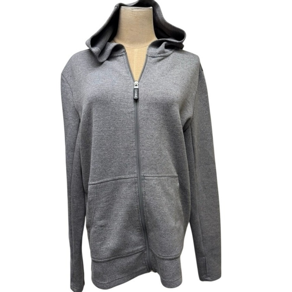 "OHMME" Gray Full Zip  8 Limbs Hoodie ‎ Unisex SZ S Thumb Holes Athleisure Gym